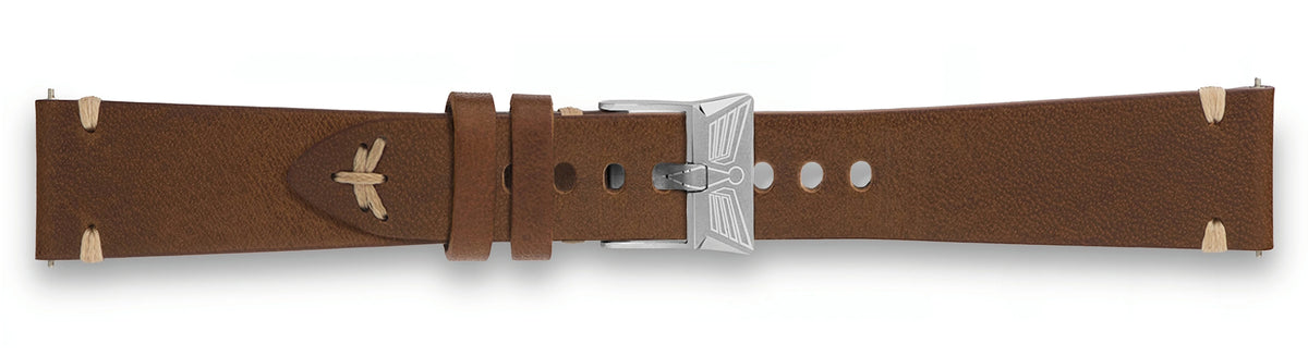 Bracelet cuir marron vintage Dédale Waypoint – accessoire montre pilote esprit aviateur