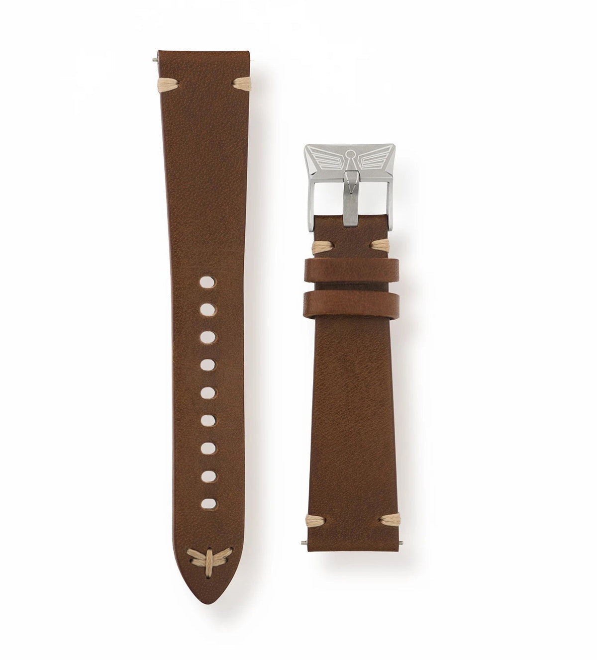 Bracelet en cuir italien marron vintage - Dédale Watches