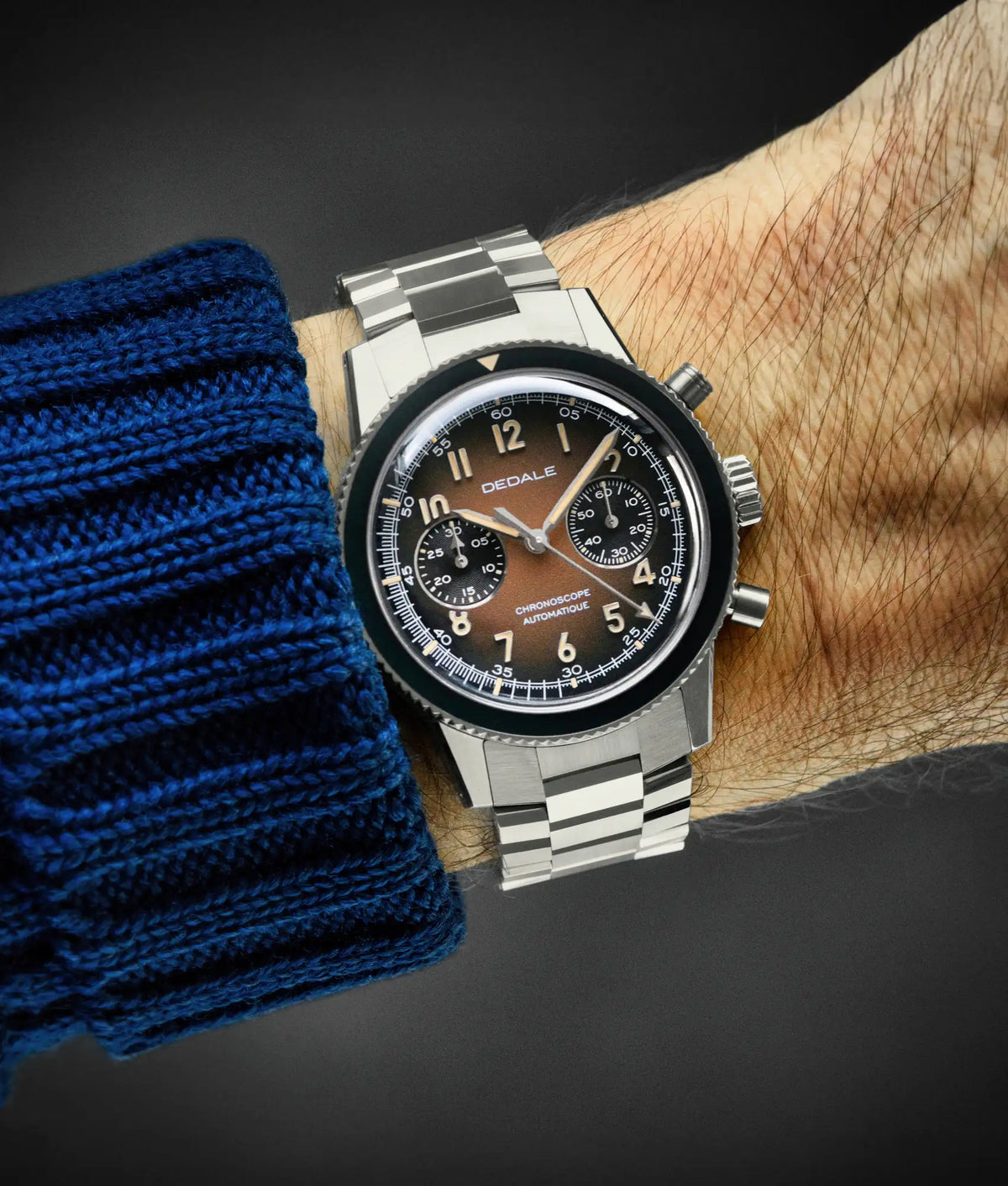 Le chronographe Dédale WP-01 Alfa Zulu sur bracelet en acier inoxydable WingSteel masculin