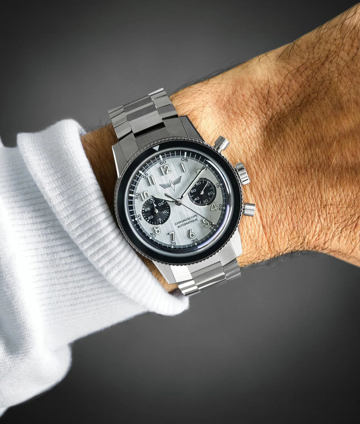 WP-01 PAPA - Cadran argenté et émaillé - bracelet WingSteel en acier inoxydable 316L | DEDALE watches