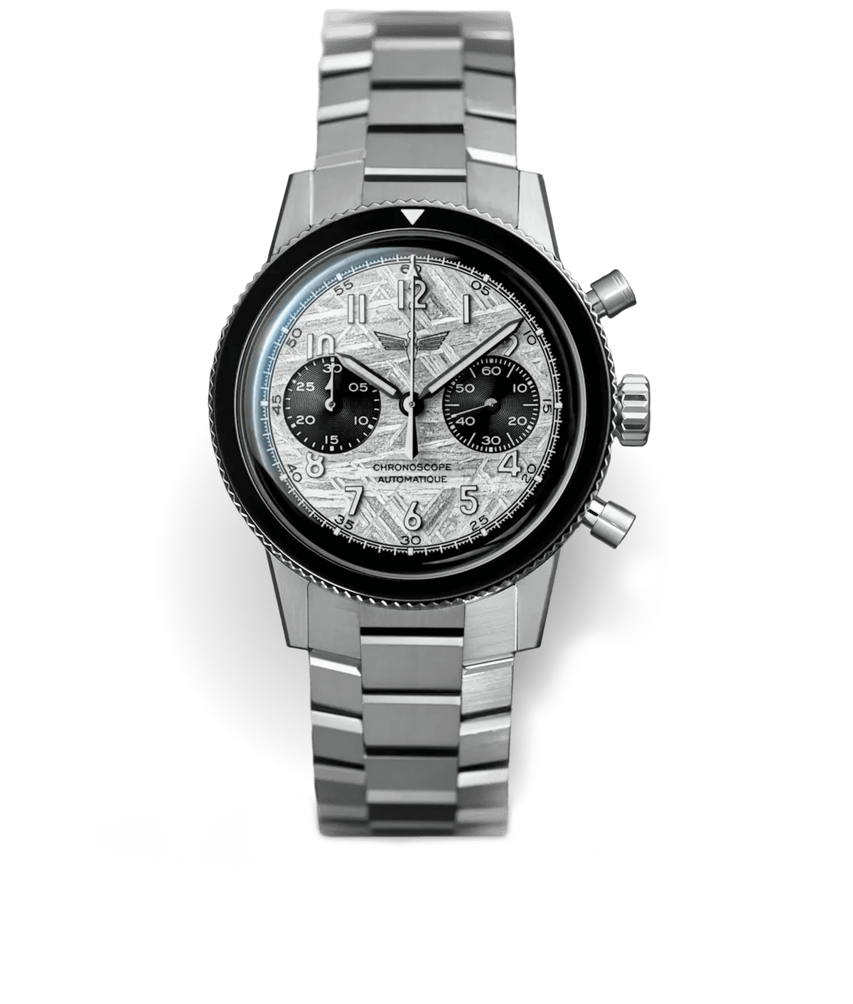 WP-01 SIDUS avec bracelet en acier inoxydable WingSteel - Cadran en météorite, mouvement automatique, insert saphir | Dédale