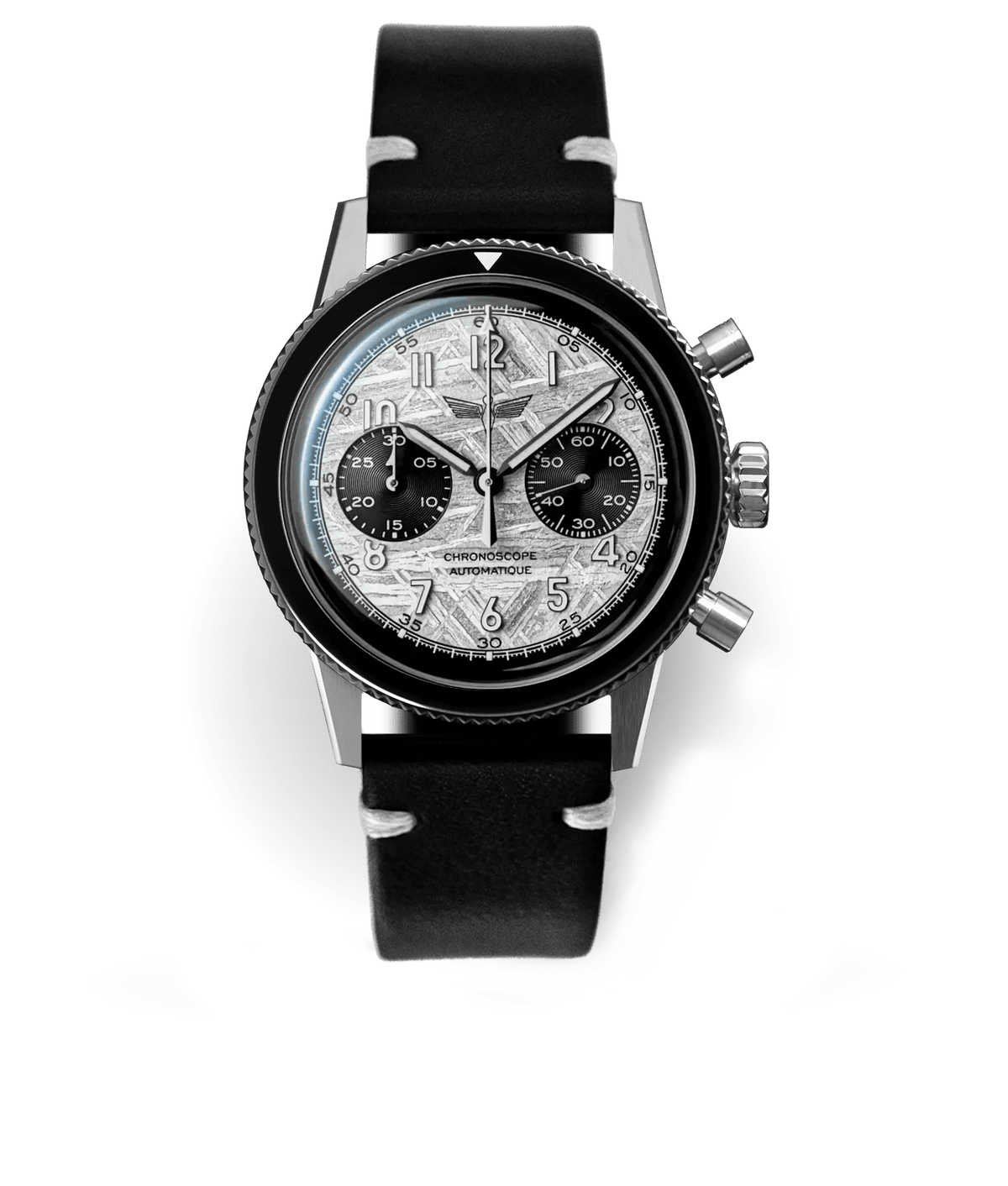 WP-01 SIDUS cadran météorite, contour émaillé, saphir double dôme, insert de lunette en saphir. Chronographe espace | Dédale