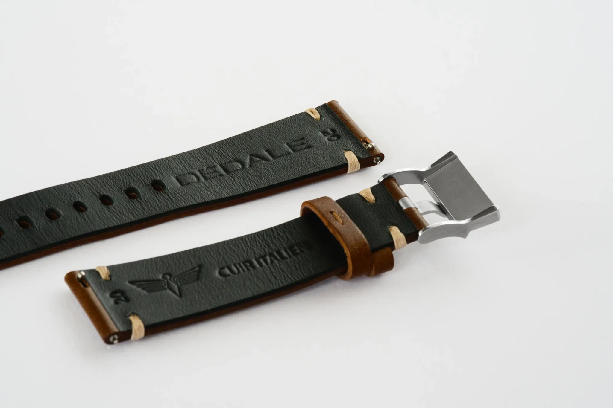 Arrière bracelet cuir italien Dédale