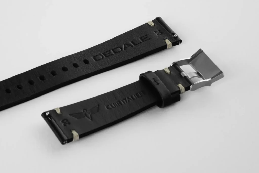 Arrière bracelet cuir noir italien - Dédale
