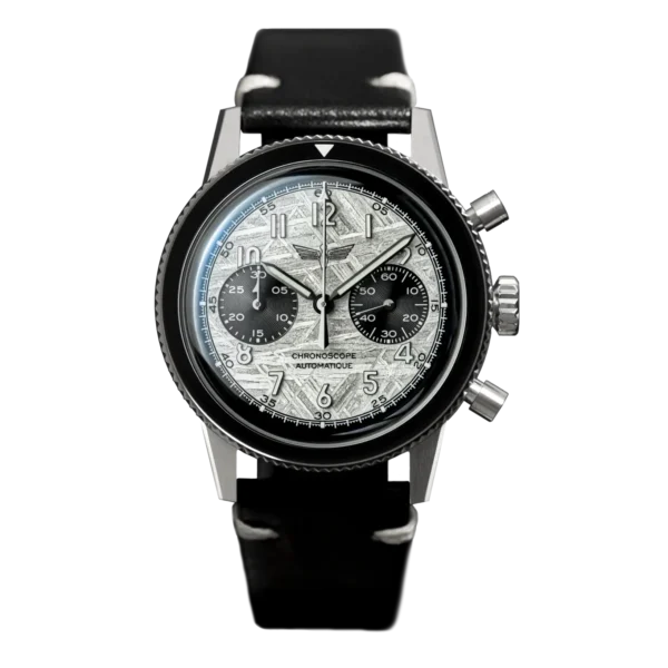 Montre chronographe automatique français de pilote avec cadran en météorite