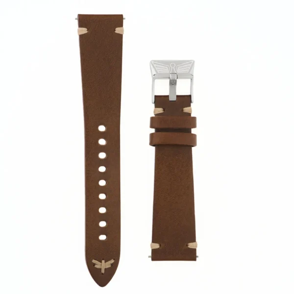 Bracelet marron vintage en cuir italien Dédale