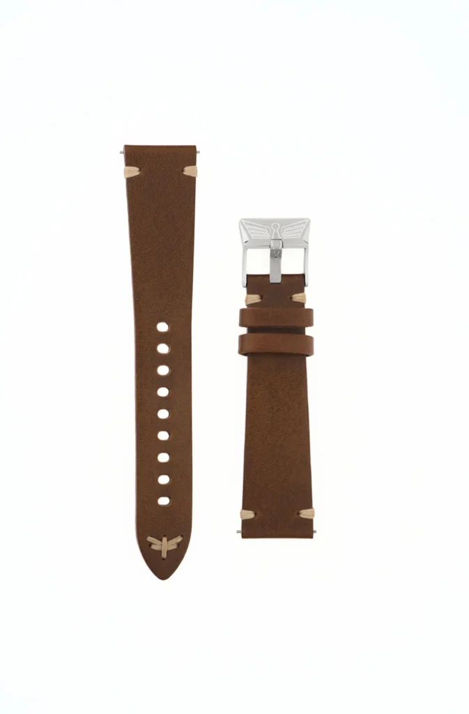 Bracelet marron vintage en cuir italien Dédale