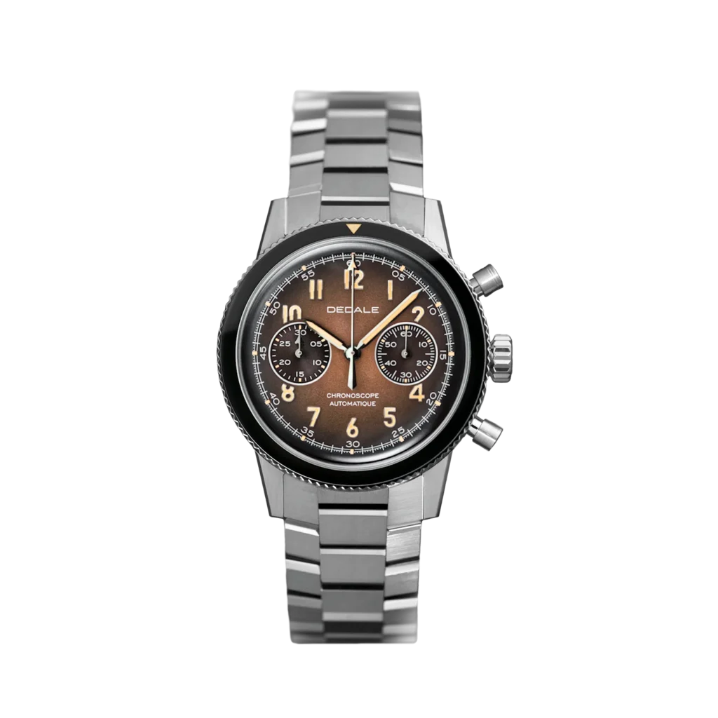 Chronographe automatique france pilote vintage bracelet acier